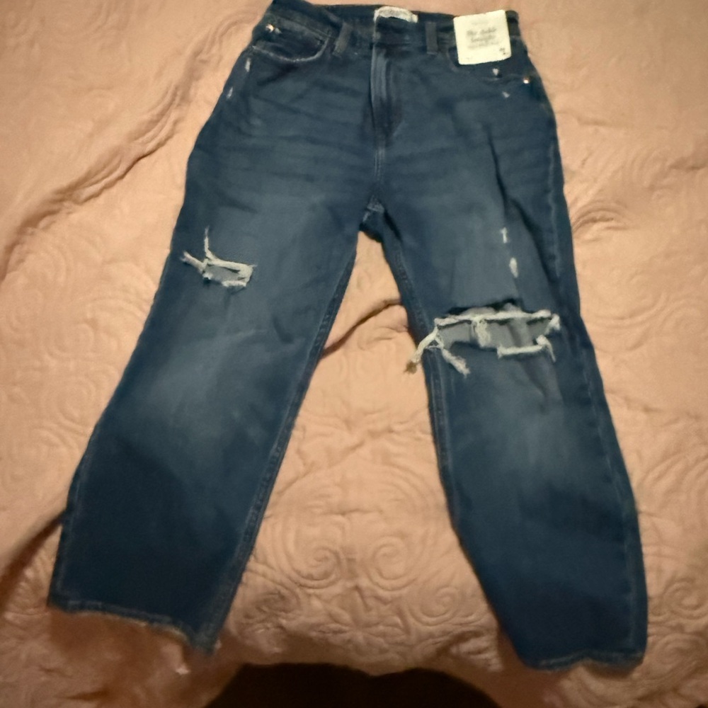 A&F Wide/Boyfriend distressed jeans